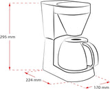 Melitta Easy Top - Cafetera espresso con filtro y jarra de cristal, para hasta 10 tazas de café, negro/acero inoxidable