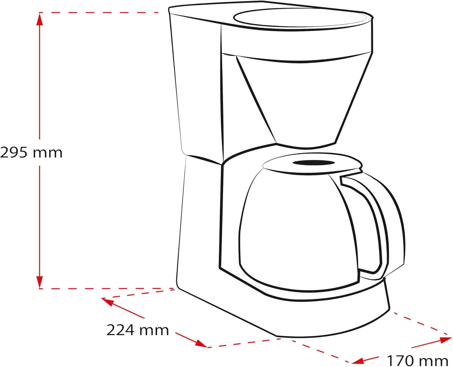 Melitta Easy – Cafetera espresso con filtro y jarra de cristal, para hasta 10 tazas de café, negra