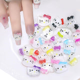 Pegatinas 3D para uñas de gato, purpurina para uñas, lentejuelas, pegatinas de resina para uñas, gemas para uñas, diamantes para decoración de uñas, incluida barra de cera para uñas con diamantes de imitación (gato colorido)