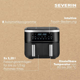 SEVERIN Freidora doble de aire caliente con cámara de cocción 2 X 3,8 L, 8 programas automáticos Electrodomésticos Naty Shop