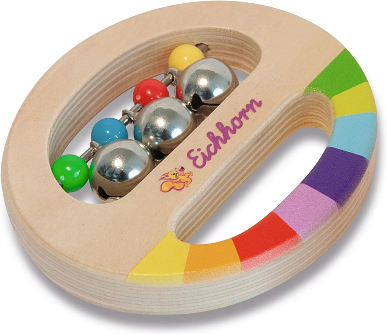 Eichhorn - Set musical de 2 piezas, incluye juguete con cascabeles y baqueta sonora, instrumentos musicales de madera de colores, a partir de 1 año Juguetes para bebés Naty Shop
