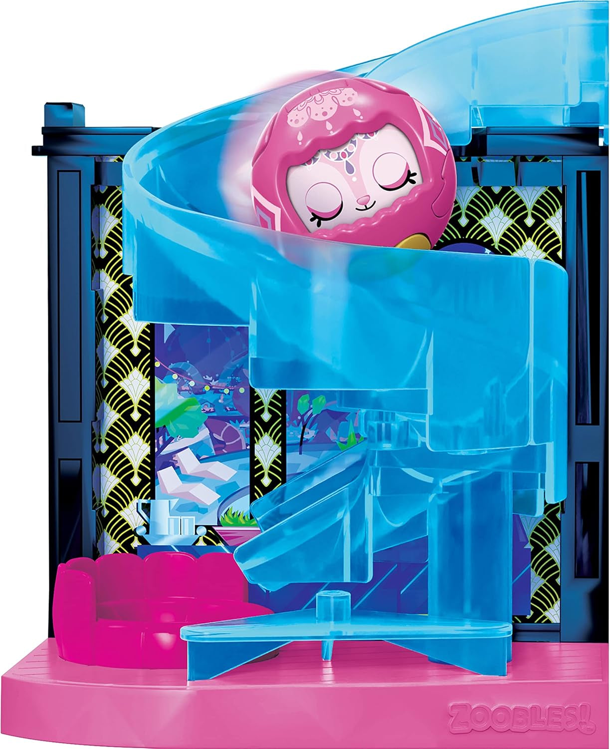 Zoobles Magic Mansion Casa de ensueño transformable de 6 habitaciones, tobogán y accesorios