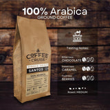 COFFEE CRUISE Santos Kaffeebohnen 1kg - Mittlere Röstung - Aroma Caramel - Für All Kaffeemaschinen - 100% Árabe