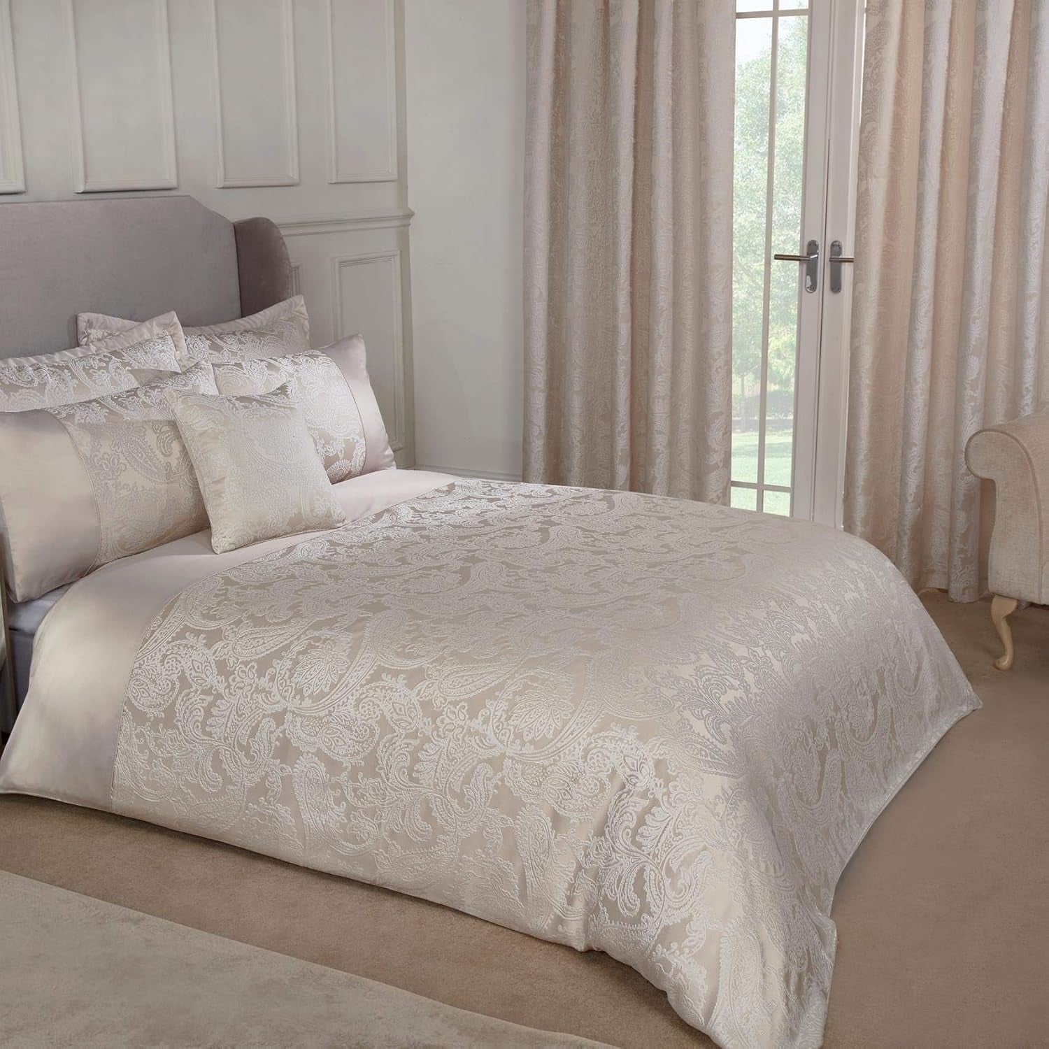 Edredón Duquesa para cama king size, 100% poliéster, crema Emma Barclay Camas y Edredones