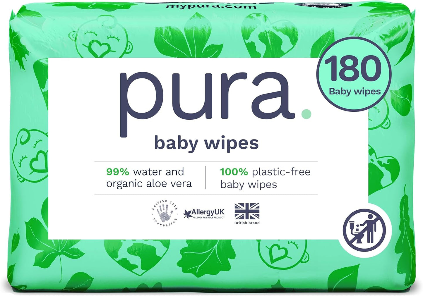 Toallitas desechables ecológicas para bebés para pieles sensibles del bebé 70 toallitas (1 paquete) 99% de agua 100% sin plástico para pieles sensibles Recién nacidos propensos al eccema Biodegradables Veganos