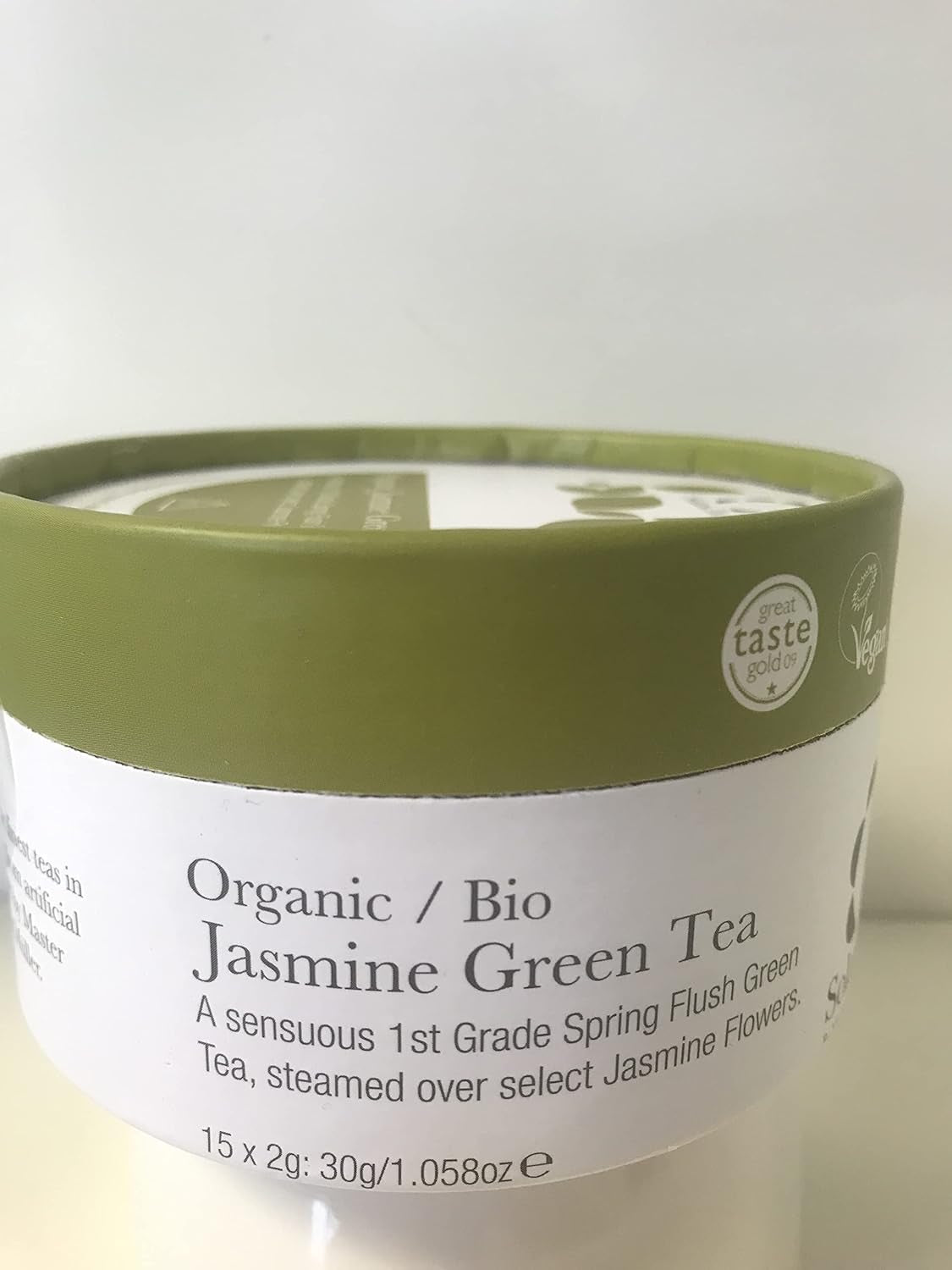 Té verde de jazmín orgánico, 15 bolsitas de té de seda, 1 paquete (1 x 30 g)