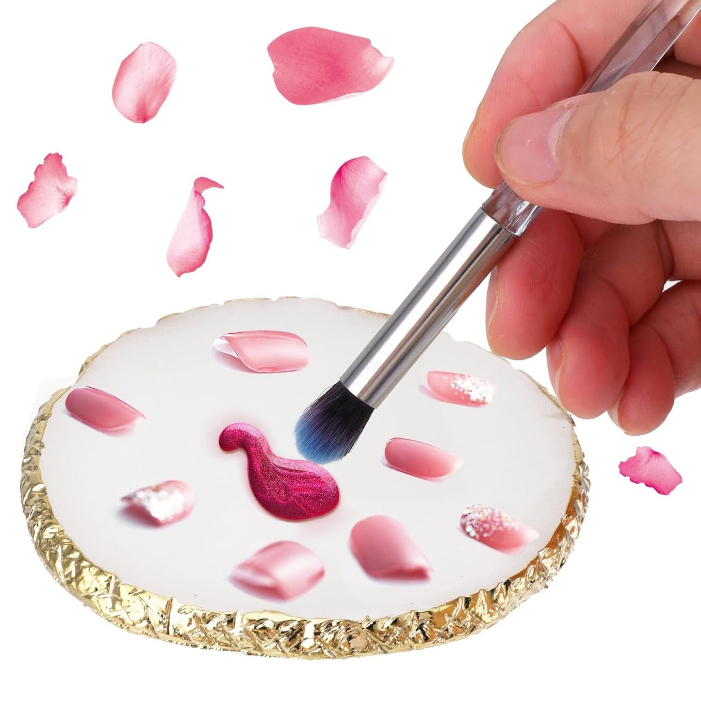 Maniküre Gemalt Palette Nail Art Palette Kunstharz Nagelkunst Nail Art Make up Paletten Nagelmalerei Display Fach Kosmetik Mischwerkzeuge (blanco)