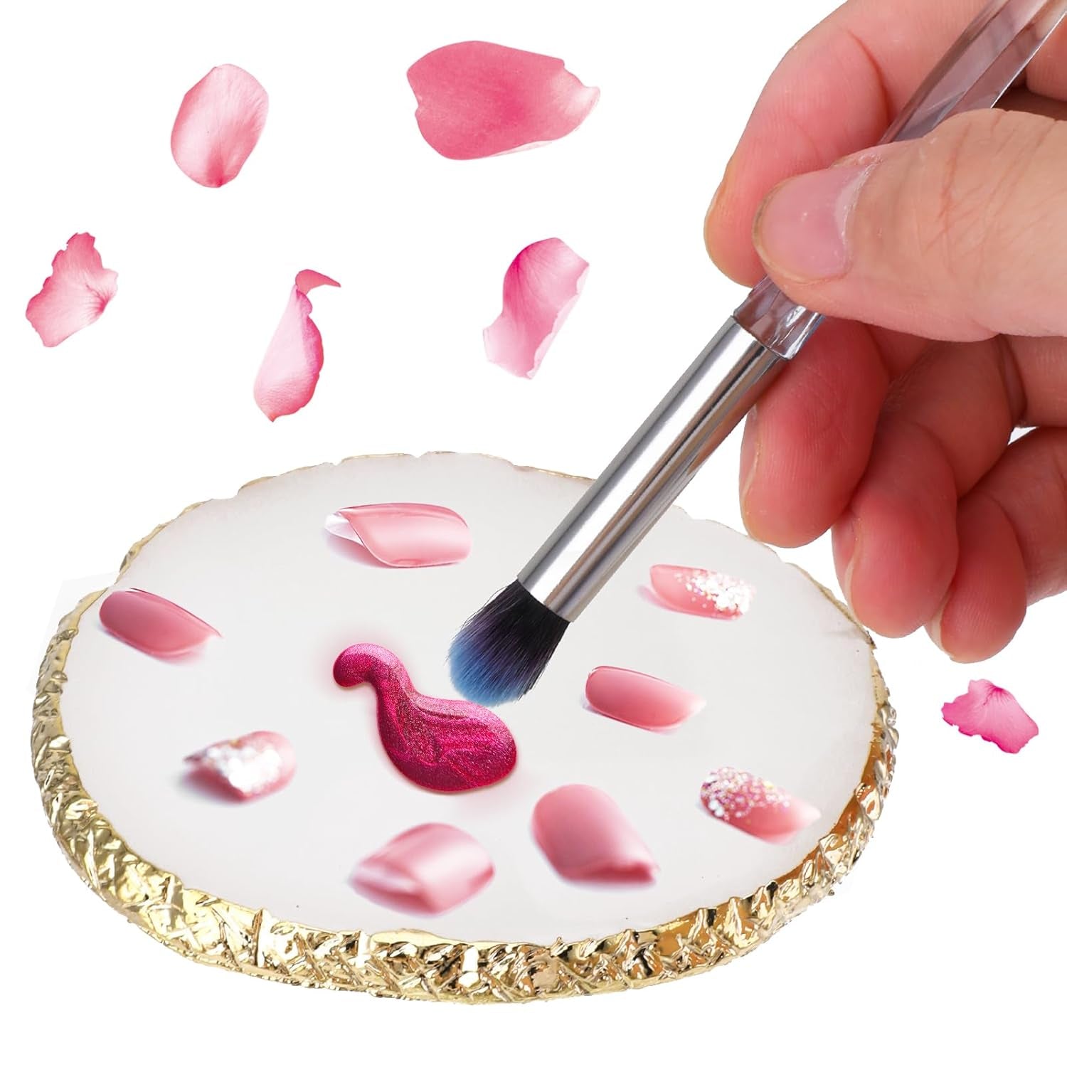 Maniküre Gemalt Palette Nail Art Palette Kunstharz Nagelkunst Nail Art Make up Paletten Nagelmalerei Display Fach Kosmetik Mischwerkzeuge (blanco)