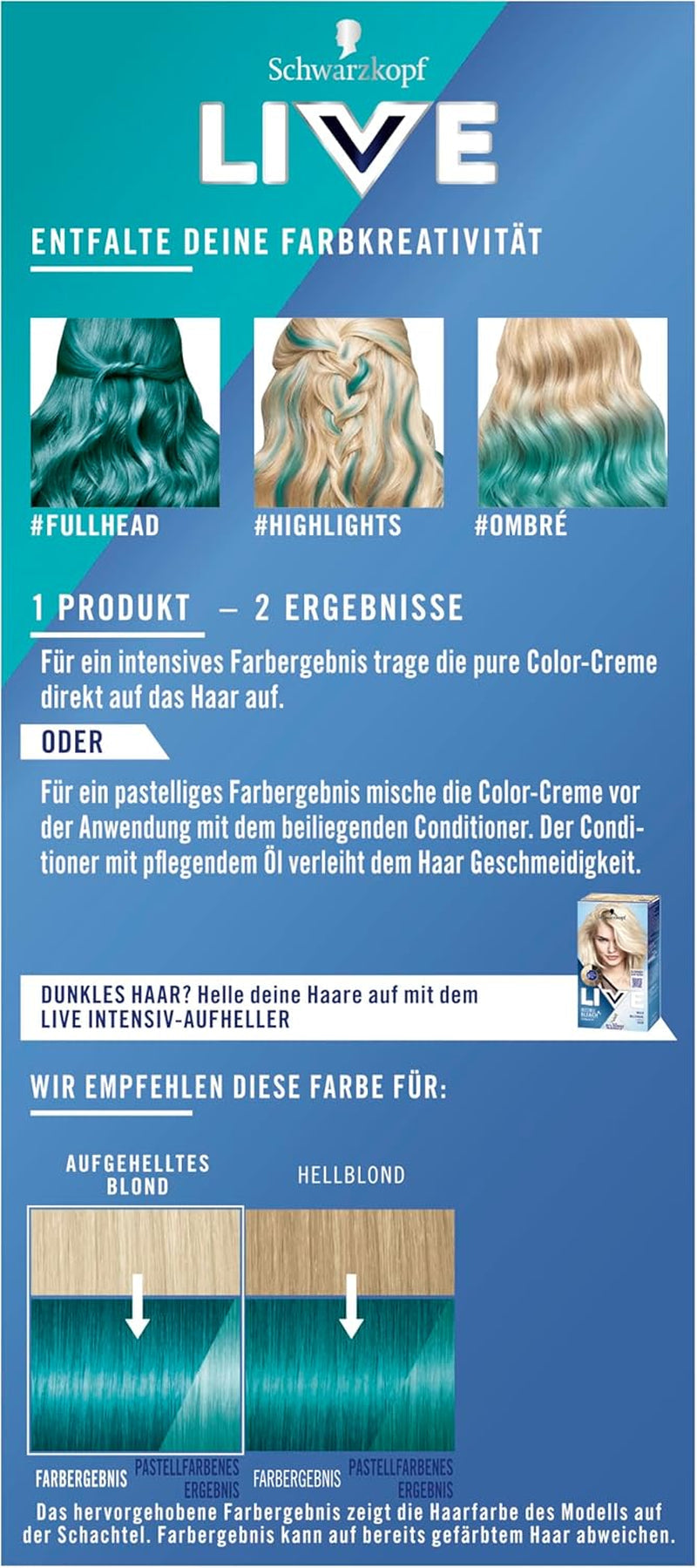 Schwarzkopf LIVE Ultra Brights Coloración Semipermanente 097 Sirena (3 x 80 ml), coloración para resultados intensos o colores pastel, resiste 12-15 lavados, con acondicionador de cuidado Tinte para el cabello Naty Shop