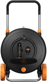 Rueda hidráulica Fiskars Comfort L con ruedas, juego de riego todo incluido, alcance total de 31,5 m, enrollado automático, manguera de jardín universal (Ø 13 mm), conexión universal para grifo, 1071670