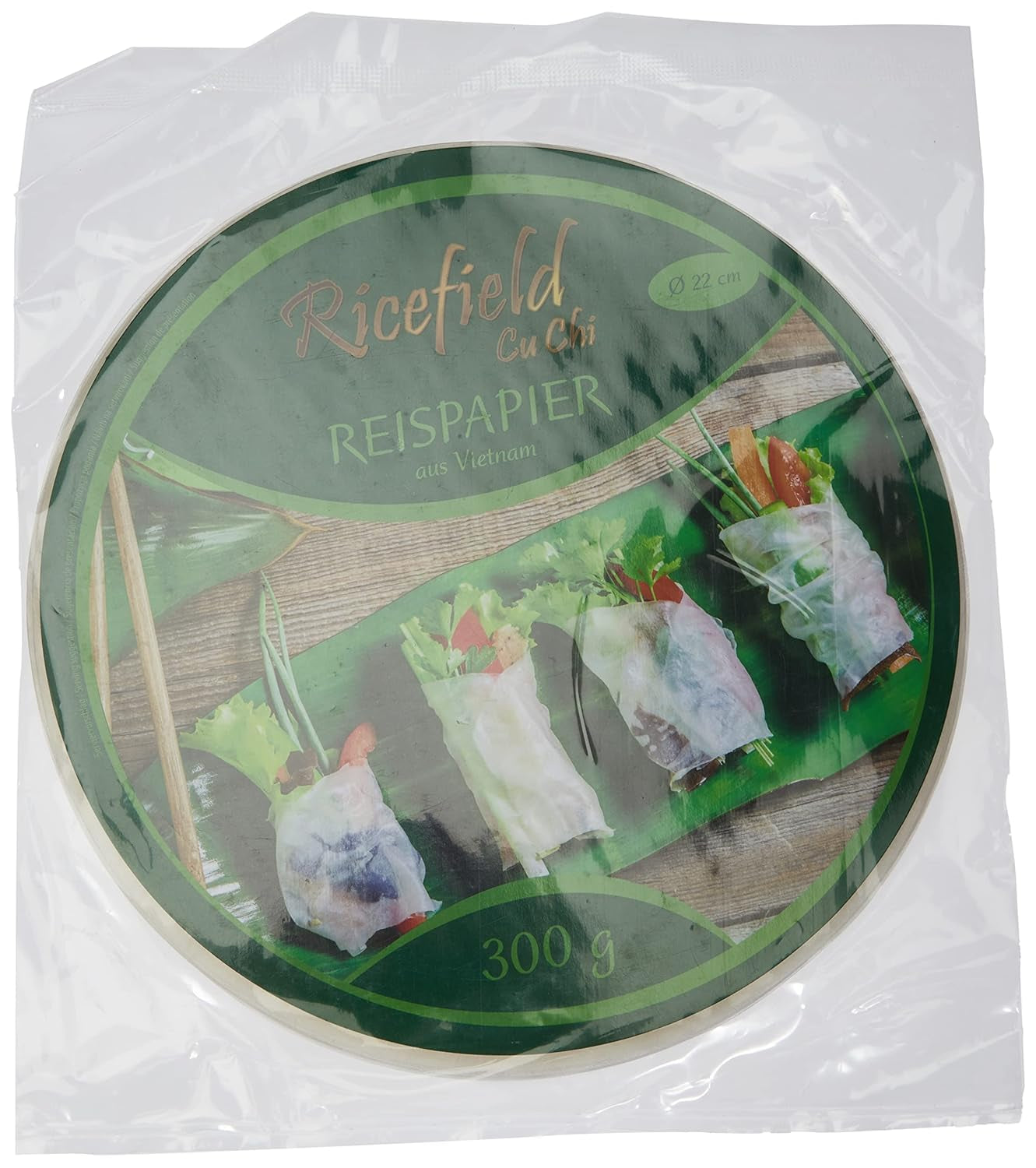 Papel de arroz Ricefield, redondo, 22 cm, 1 paquete (300 g)