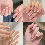 240 Set de uñas postizas francesas cortas, uñas artificiales cuadradas, pegamento en las uñas, puntas de uñas acrílicas, uñas postizas para mujeres, arte de uñas DIY