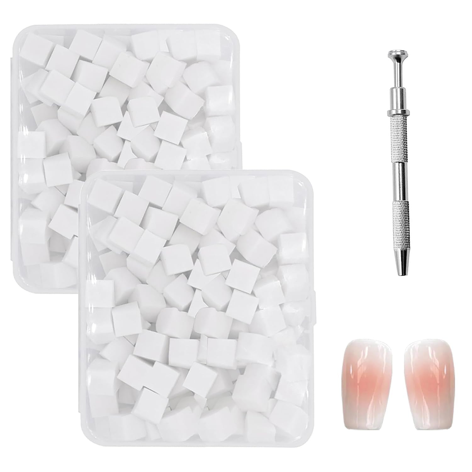 200 Stück Nail Art Schwamm Mit Metallgreifer, Nageldesign Zubehör Schwammpinsel, Um Eine Varuntzen Von Gradient Nail Art Patterns Zu Erstellen(Blanco)