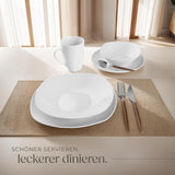 tectake® Vajilla para 12 personas, vajilla de porcelana de 100 piezas, incluye 12 platos, 12 platos de postre, 12 platos llanos, 12 tazas, 12 cuencos de cereales, ensaladera, lechera y azucarero