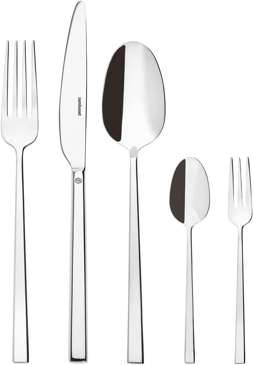 Sambonet 52562-N2 Rock acero inoxidable - Juego de cubiertos monobloc acero inoxidable 18/10 Cocina Naty Shop Set 12 personas - 60 piezas