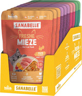 Sanabelle Freshe Mieze - Bandeja mixta | Paquete mixto de 10 x 100 g | 4 deliciosas variedades de comida para gatos para probar | Comida húmeda para gatos al vapor, como recién hecha