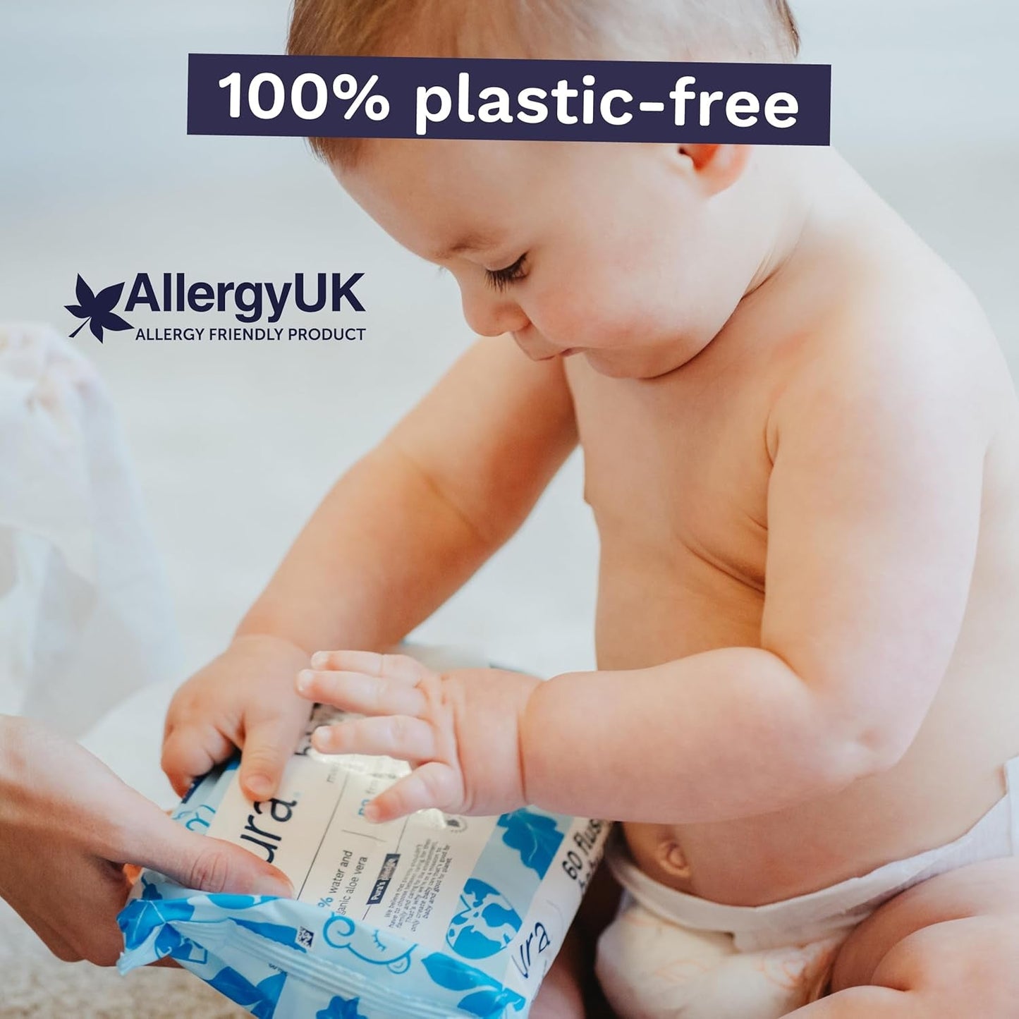 Toallitas desechables ecológicas para bebés para pieles sensibles del bebé 70 toallitas (1 paquete) 99% de agua 100% sin plástico para pieles sensibles Recién nacidos propensos al eccema Biodegradables Veganos