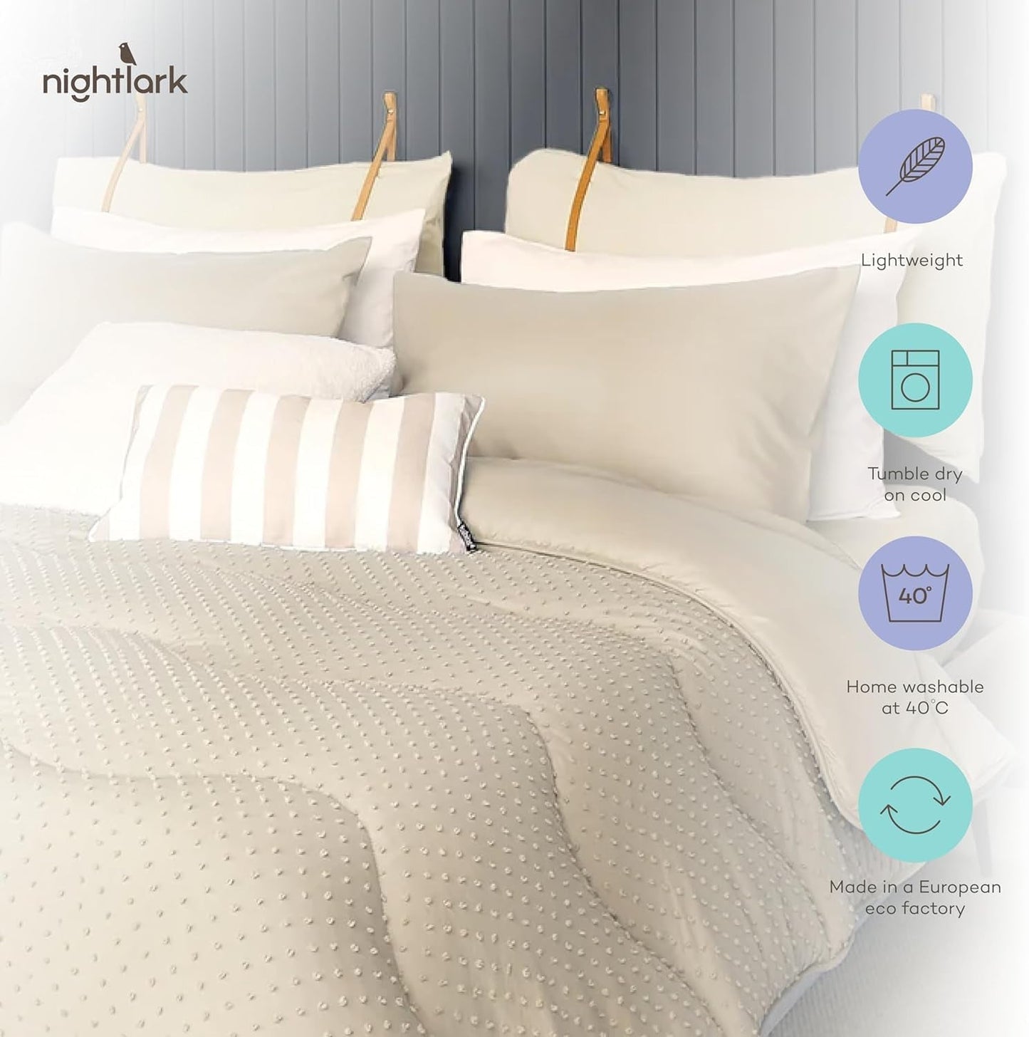 Edredón sin funda Night Lark, 4,5 tog, tamaño king, colección Tufted Dot, ropa de cama de lujo, hipoalergénico, lavable a máquina, edredones y edredones de arena cálida Naty Shop