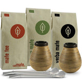 Juego de mate para dos, orgánico ● 2 tazas de mate + 2 bombillas + 300 g de mate + instrucciones de preparación