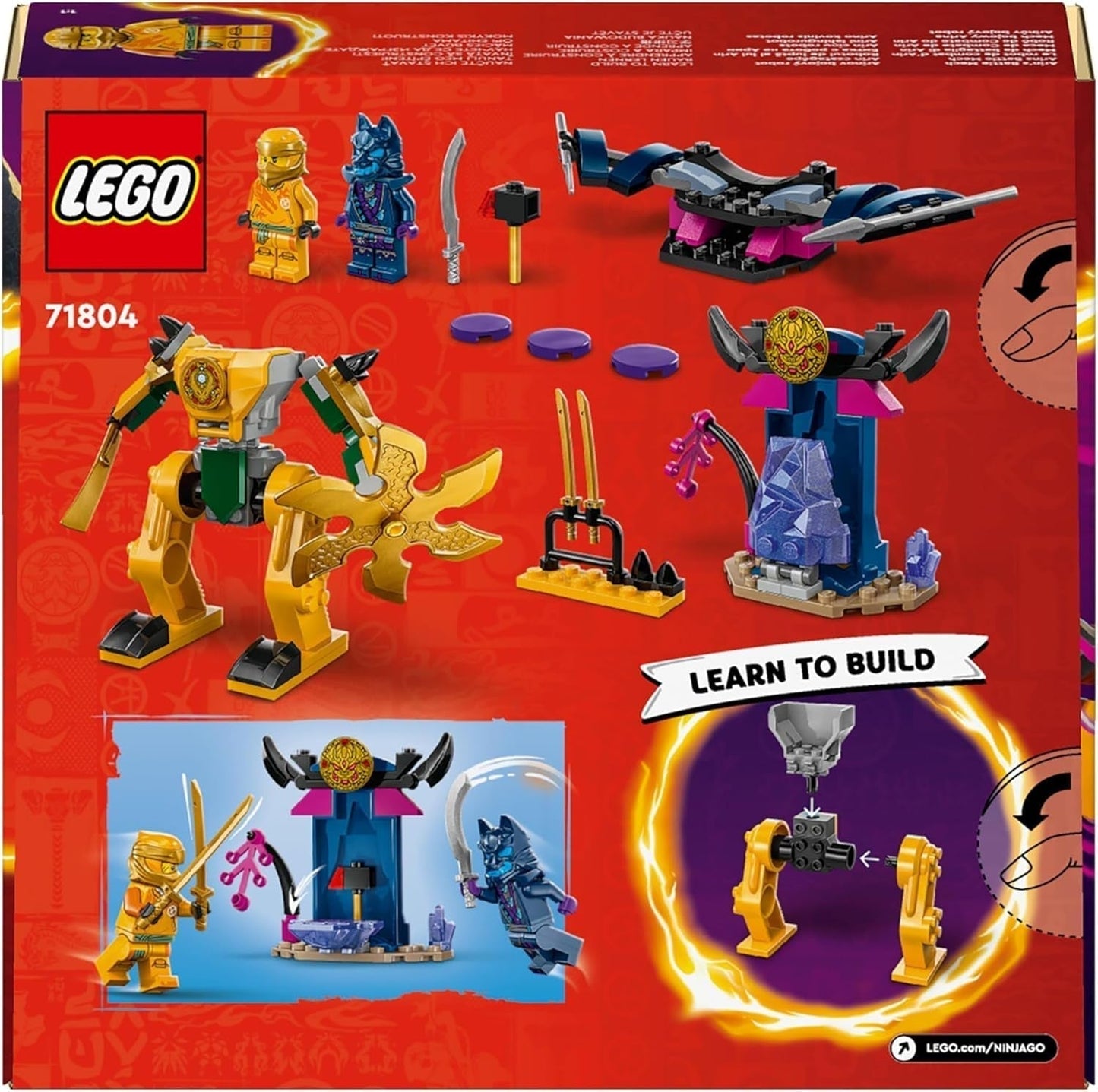 LEGO NINJAGO Robot de batalla de Arin, juguete ninja para niños a partir de 4 años Con figuras Incl. Arin con mini katana, figuras de acción y mechs, pequeño regalo para niños y niñas 71804 Juegos de construcción Besuche den LEGO-Store