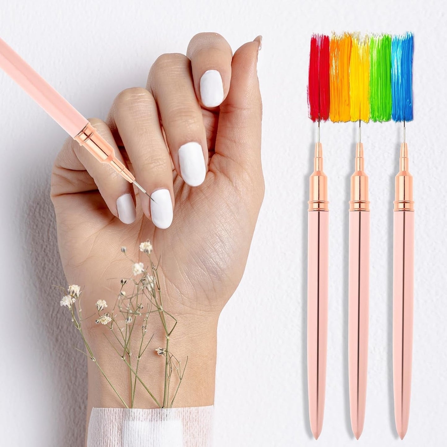 Nail Art Liner-Brush 5-Teiliges Gel-Nagellack-Malerei-Nagel-Punkt-Zeichnungs-Werkzeug Für Lange Linien Kunst-Design-Stift-Set Metallgriff Nail-Art-Design-Binsel para mujeres