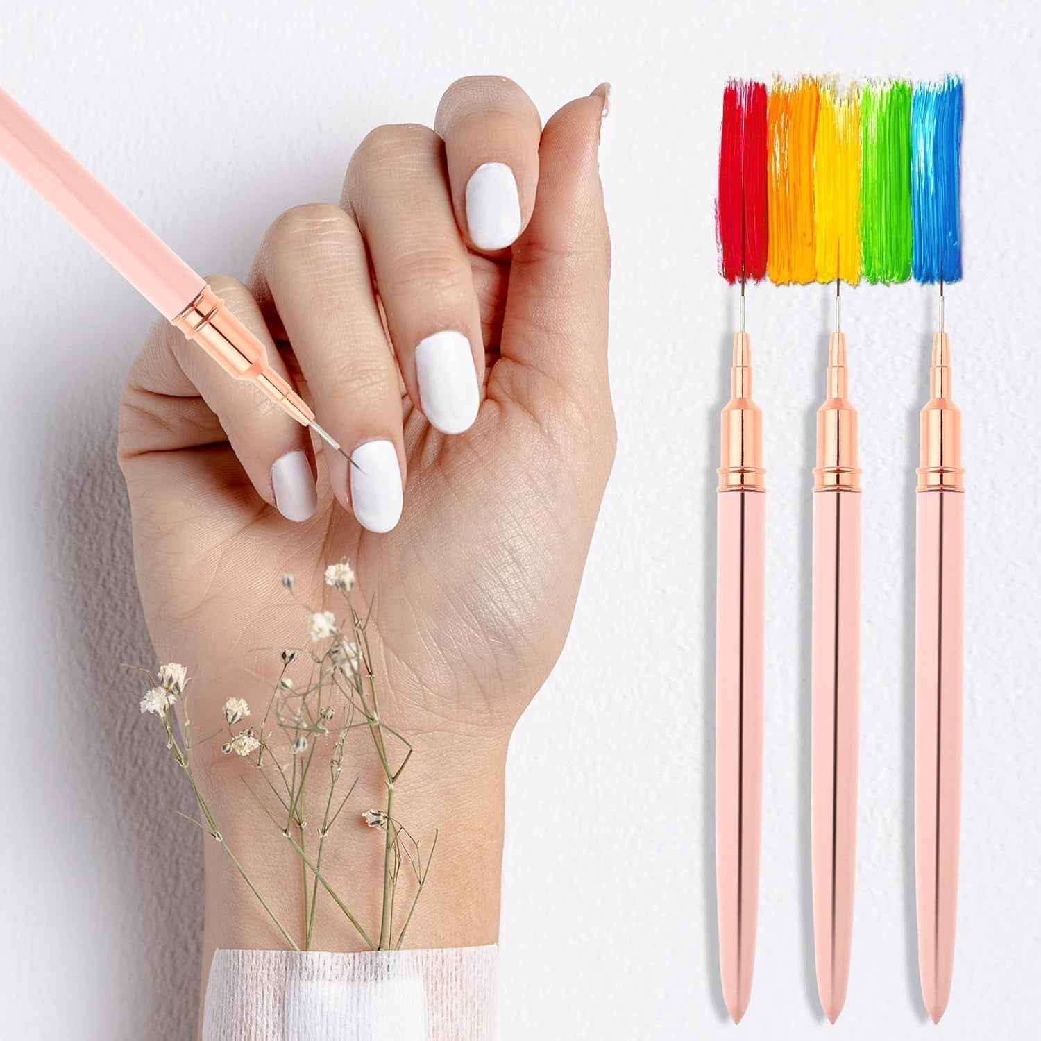 Nail Art Liner-Brush 5-Teiliges Gel-Nagellack-Malerei-Nagel-Punkt-Zeichnungs-Werkzeug Für Lange Linien Kunst-Design-Stift-Set Metallgriff Nail-Art-Design-Binsel para mujeres