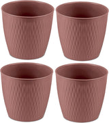 Juego de 5 macetas marrones, diámetro 16 cm - Macetas de plástico resistentes - Jardinera decorativa con opción de drenaje - Maceta elegante para interior y exterior