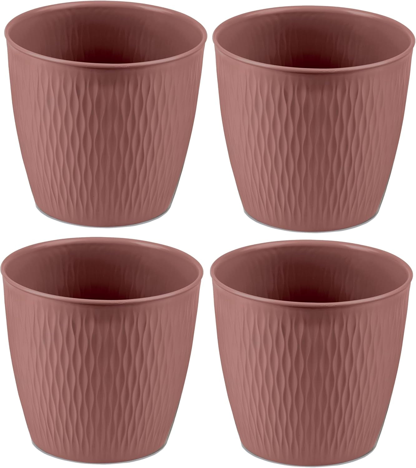 Juego de 5 macetas marrones, diámetro 16 cm - Macetas de plástico resistentes - Jardinera decorativa con opción de drenaje - Maceta elegante para interior y exterior