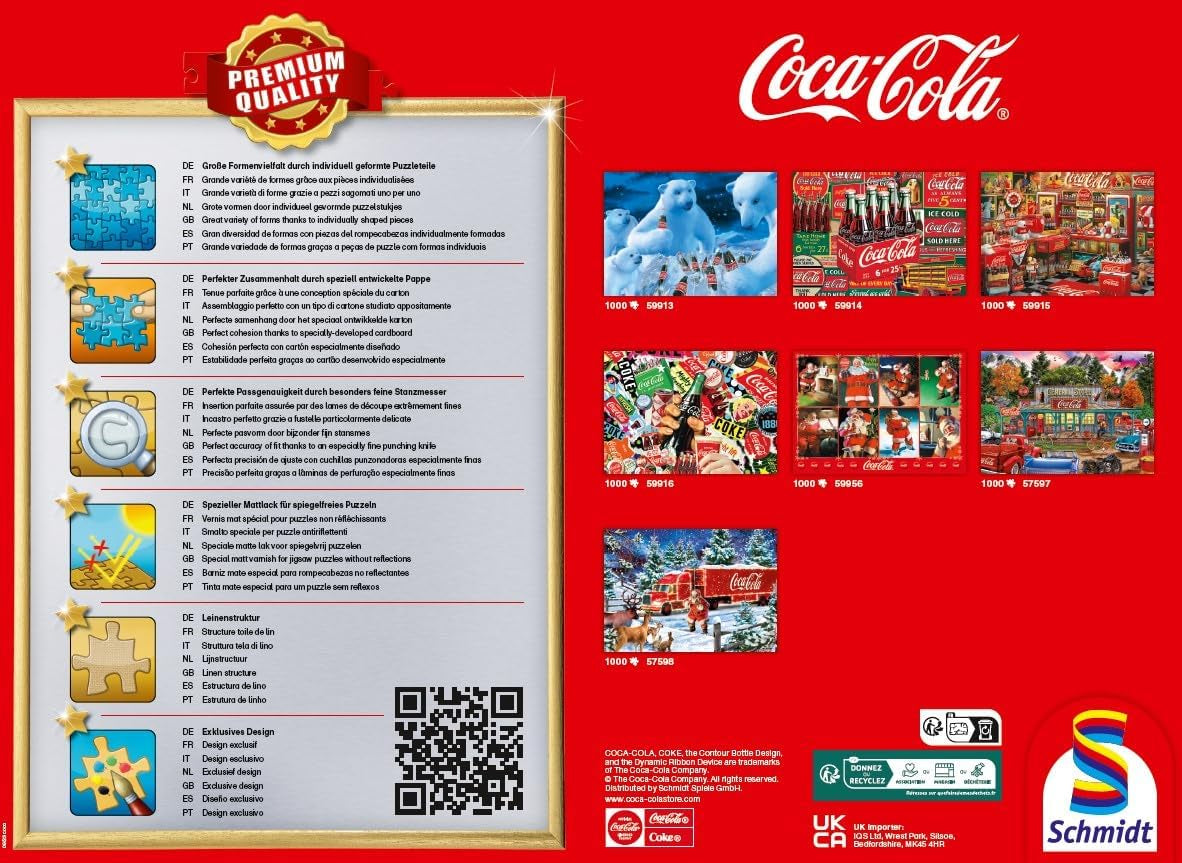 Schmidt Spiele 57598 Coca Cola Camión de Navidad, rompecabezas de 1000 piezas Puzzle Naty Shop