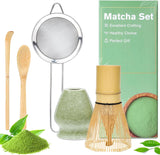 Alyvisun Matcha Set, Juego de té Matcha de 5 Piezas con Tetera Matcha y Soporte para té Matcha, Cucharadita, Juego de té Matcha para Amantes del Matcha, Ideal para Principiantes y entusiastas