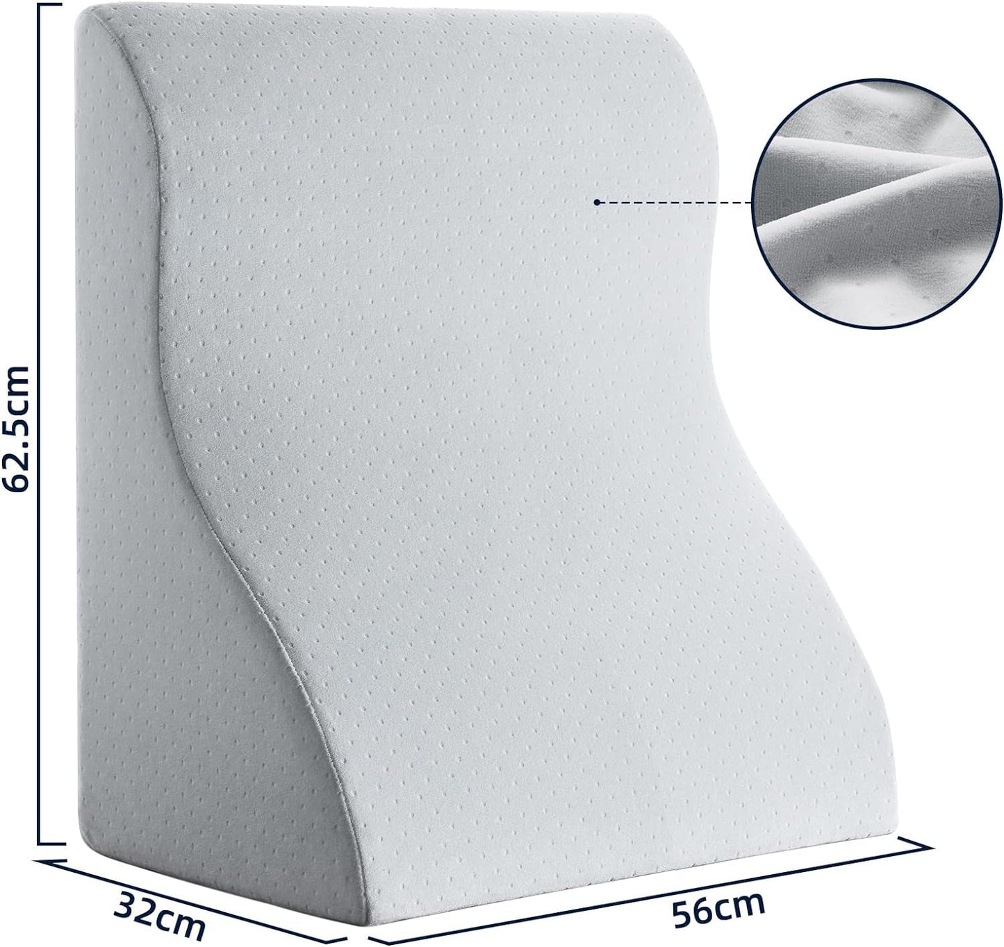 Almohada de Lectura para Cama y Sofá - Almohada de Plumas con Memoria de Memoria - Almohada de Respaldo Ergonómica - Perfecta para Apoyar la Espalda Mientras Te Relajas, Juegas, Lees o Miras TV - Ancha
