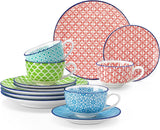Vancasso Juego de café de Porcelana Macaron, 12 Piezas, Servicio de café Colorido para 4-12 Personas, Juego de Tazas, Incluye Tazas de café, platillos y Platos de Postre