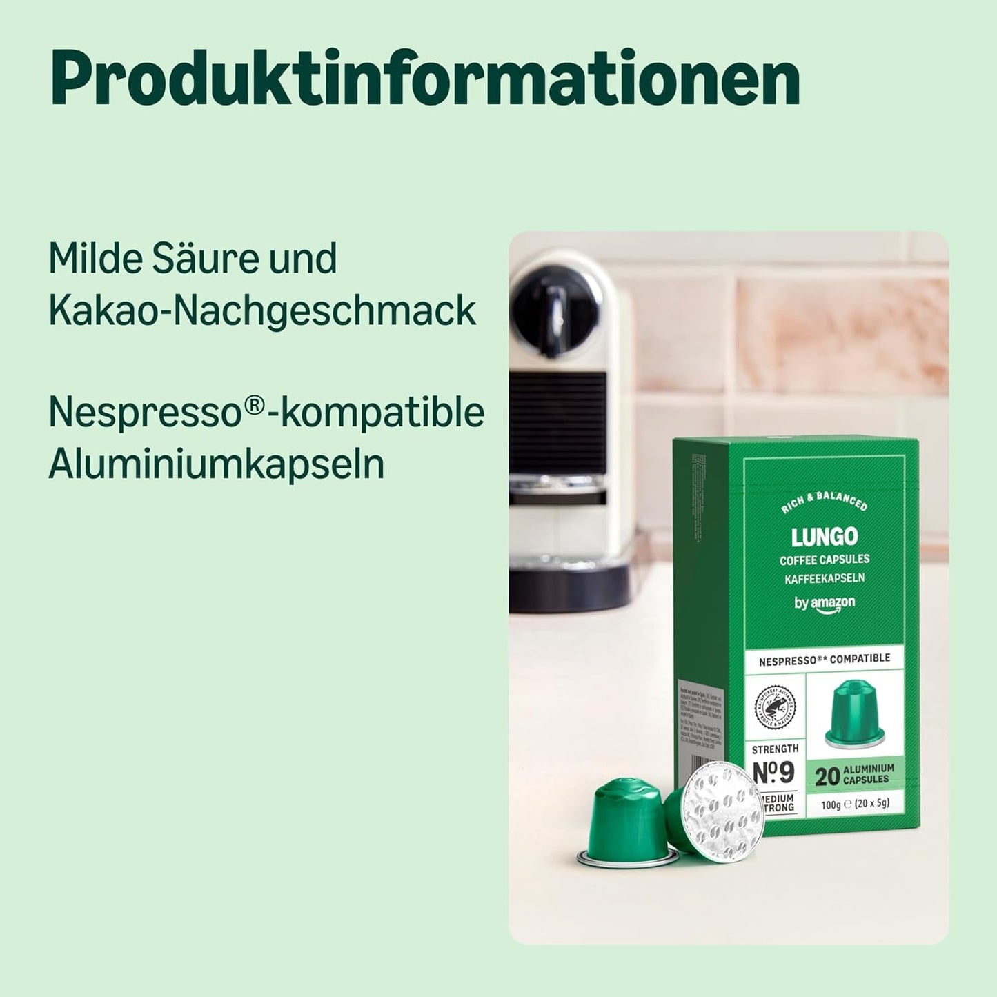 de Amazon Lungo Aluminium-Kaffeekapseln, compatible con Nespresso, mittelgeröstet, 100 Stück (5 Packungen mit je 20 Stück) – Rainforest Alliance certificado