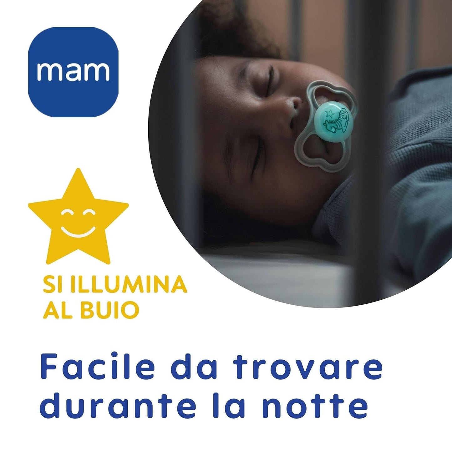 Chupete MAM Air Night 6-16 meses (paquete de 2) Chupete MAM 6-16 meses, brilla en la oscuridad para pieles sensibles, accesorio para bebé, paquete de 2 con tetina de silicona y soporte para chupete, neutro/verde