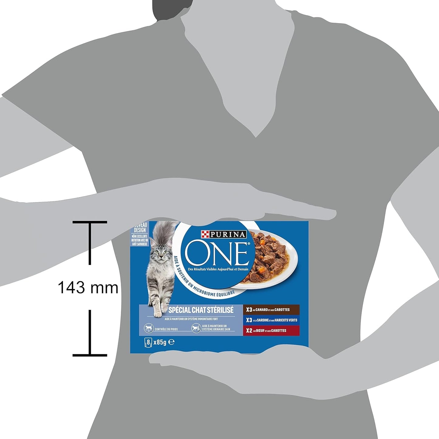 PURINA UNO | BIFENSIS | Alimento para gatos adultos esterilizados | Apoya la vitalidad, los huesos, los músculos y las articulaciones del gato | En salsa | Bolsas con pato, sardinas, ternera, frescura | 1 pieza (8 x 85 g)