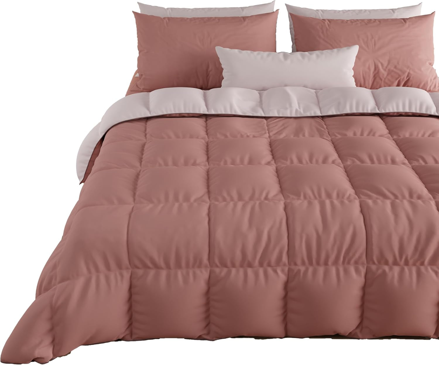 PETTI Artigiani Italiani - Edredón de invierno para cama de matrimonio, maxi, monocromático, doble cara, blanco, gris, 100% Made in Italy Edredones y edredones Naty Shop Powder Matrimonial Standard (240X260 Cm)