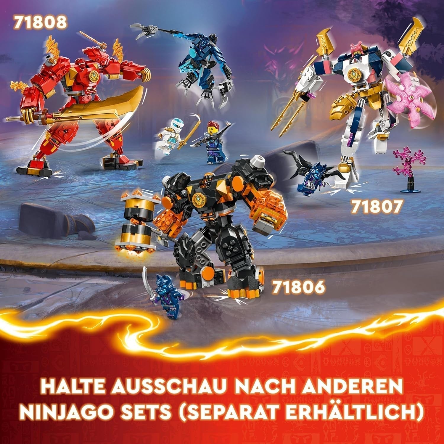LEGO NINJAGO Figura de acción del robot de fuego de Kai, juguete para niños con figura de robot rojo personalizable, juego de ninja, 4 figuras, incluidos Kai y Zane, regalo para niños y niñas de 7 años 71808 Juegos de construcción Beuche den LEGO-Store