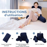 Almohada de lectura ergonómica INFANZIA con reposabrazos y respaldo, azul marino