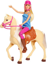 Muñeca Barbie y caballo de juguete, accesorios para montar, incluye 1 muñeca y 1 caballo, adecuado como regalo para niños a partir de 3 años, FXH13