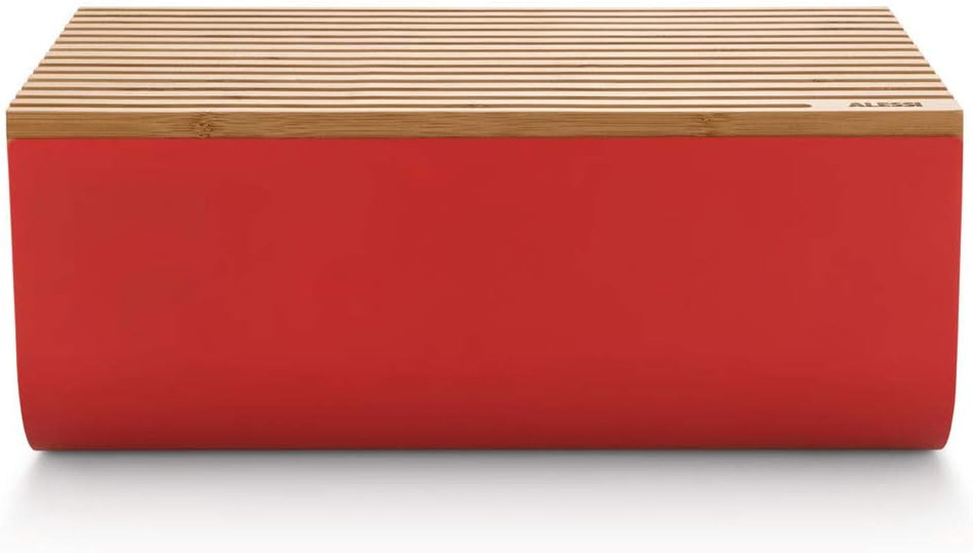 Alessi Mattina BG03 R - Panera de acero inoxidable con resina epoxi y madera de bambú, rojo Cajas para guardar alimentos Naty Shop