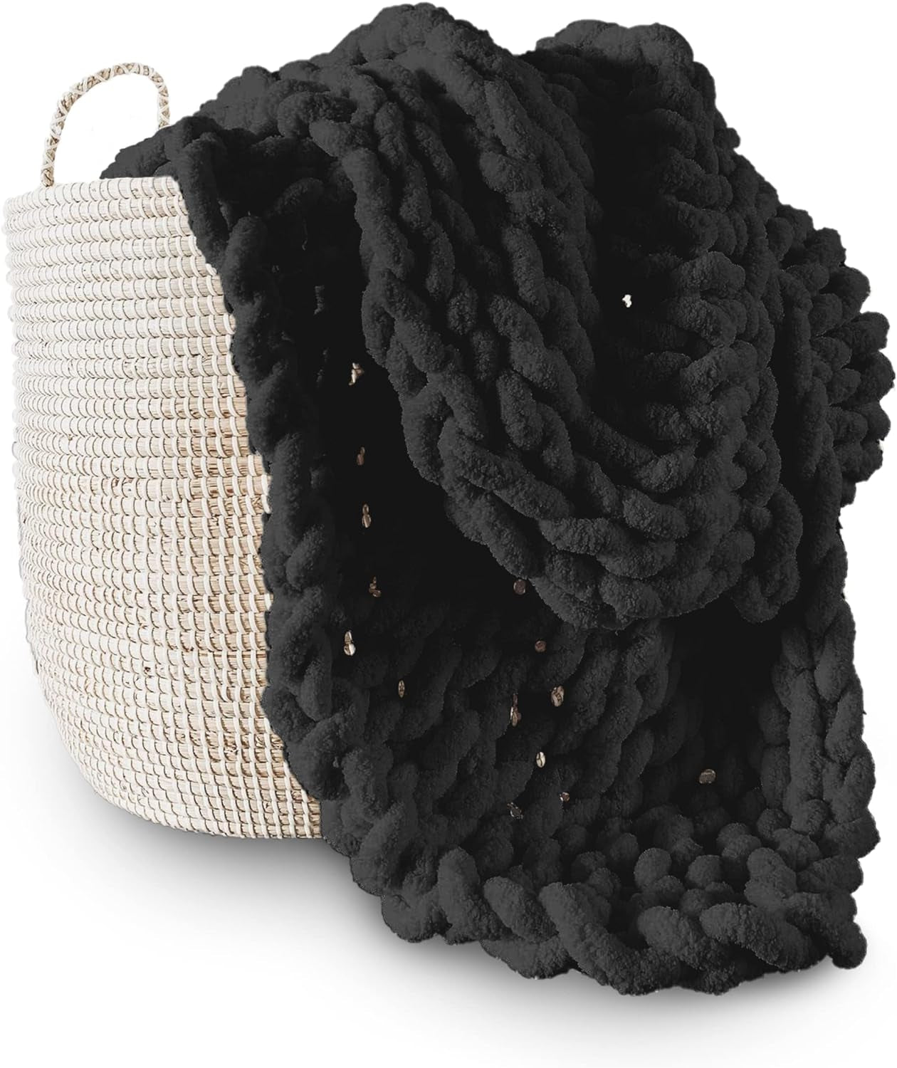 Manta de punto grueso, manta, 100% tejida a mano con hilo de chenilla jumbo (127 X 152,4 Cm, gris lila) Camas y edredones Adyrescia Raven negro 50 "X60"