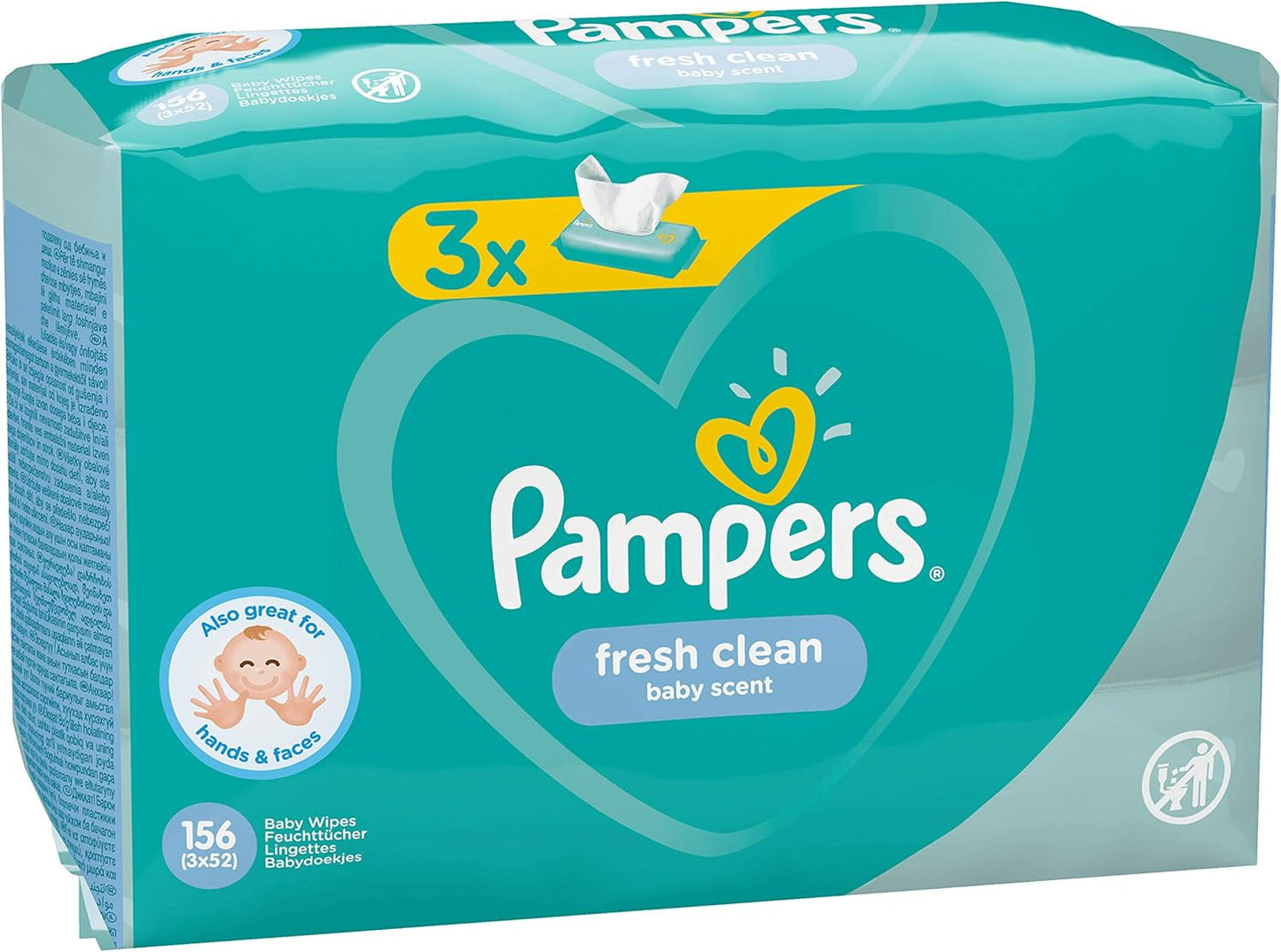Pampers Fresh Clean Toallitas Bebé 81688041, 3x52 Piezas, (Toallitas Bebé, Bolsa De Plástico, Niña/Niño, Turquesa, Blanco, Alemania, 896,7g)