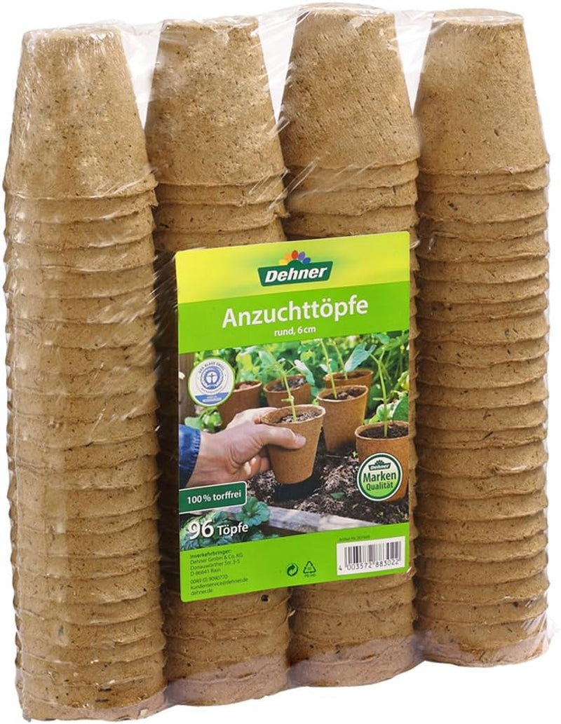 Macetas Dehner para plántulas, redondas, Ø 6 cm, 96 piezas, marrón