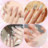20 piezas de dijes de uñas de mariposa con purpurina, diamantes de imitación para decoración de uñas, piedras para uñas, arte de uñas de mariposa, diamantes de imitación, dijes de uñas para el día de San Valentín, decoración de caja de teléfono móvil DIY
