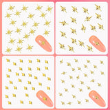 400 Stück Gold Silver Stern Nail Charms Nägel, 3D Metall Star Nagelkunst Dekorations, Star Nail Design Gemischt Größe Form Nägel Zubehör