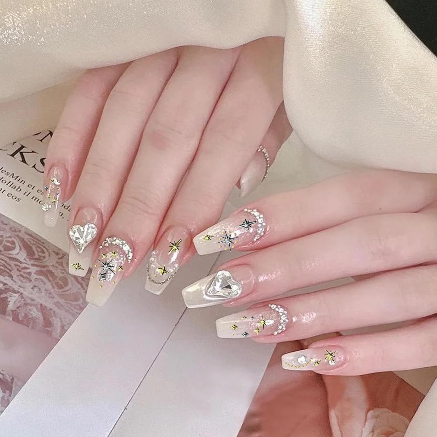 3400 Stück Goldene Und Silberne Sternperlen, Goldene Nagelanhänger, Zubehör Für Nagelschmuck, Schöne Sternnagelanhänger Für Nägel, Nail Art Rhinestones