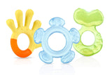 Nuby - Anillos de dentición de 3 etapas - 3 anillos de dentición para estimulación de las encías y alivio del dolor de la dentición - Juguete para la dentición del bebé - Sin BPA - 3+ meses