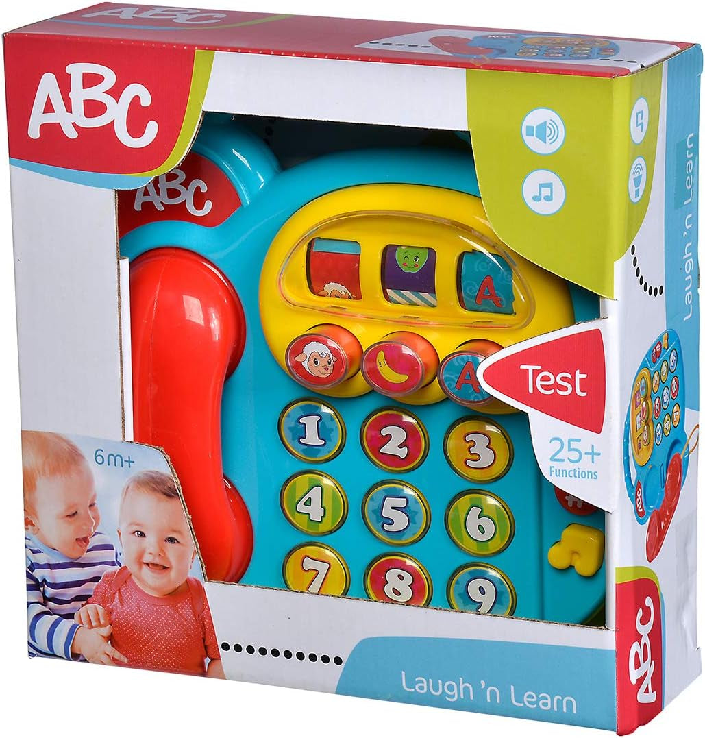 Simba 104010016 - Telefono ABC Color, Juguete Bebe, Pantalla Giratoria, Canción, Play Phone, Teléfono de Aprendizaje, Con Diferentes Sonidos, 20cm, Habilidades Motoras, Para Niños Pequeños, A Partir de 6 Meses Juguetes Bebé Naty Shop