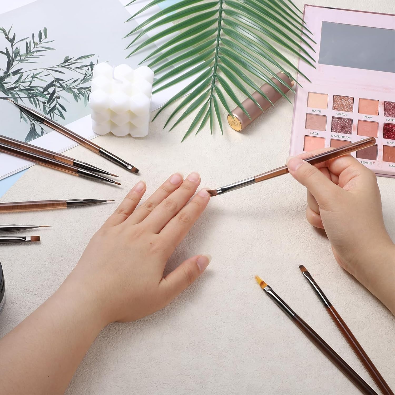 10 Stück Nailart Pinsel Set, Braun Nail Art Brushes Nailart Design Pinsel Nageldesign Pinselfür Gelnägelfür Heimwerker Maniküre Salon Zuhause Nailpinsel Set
