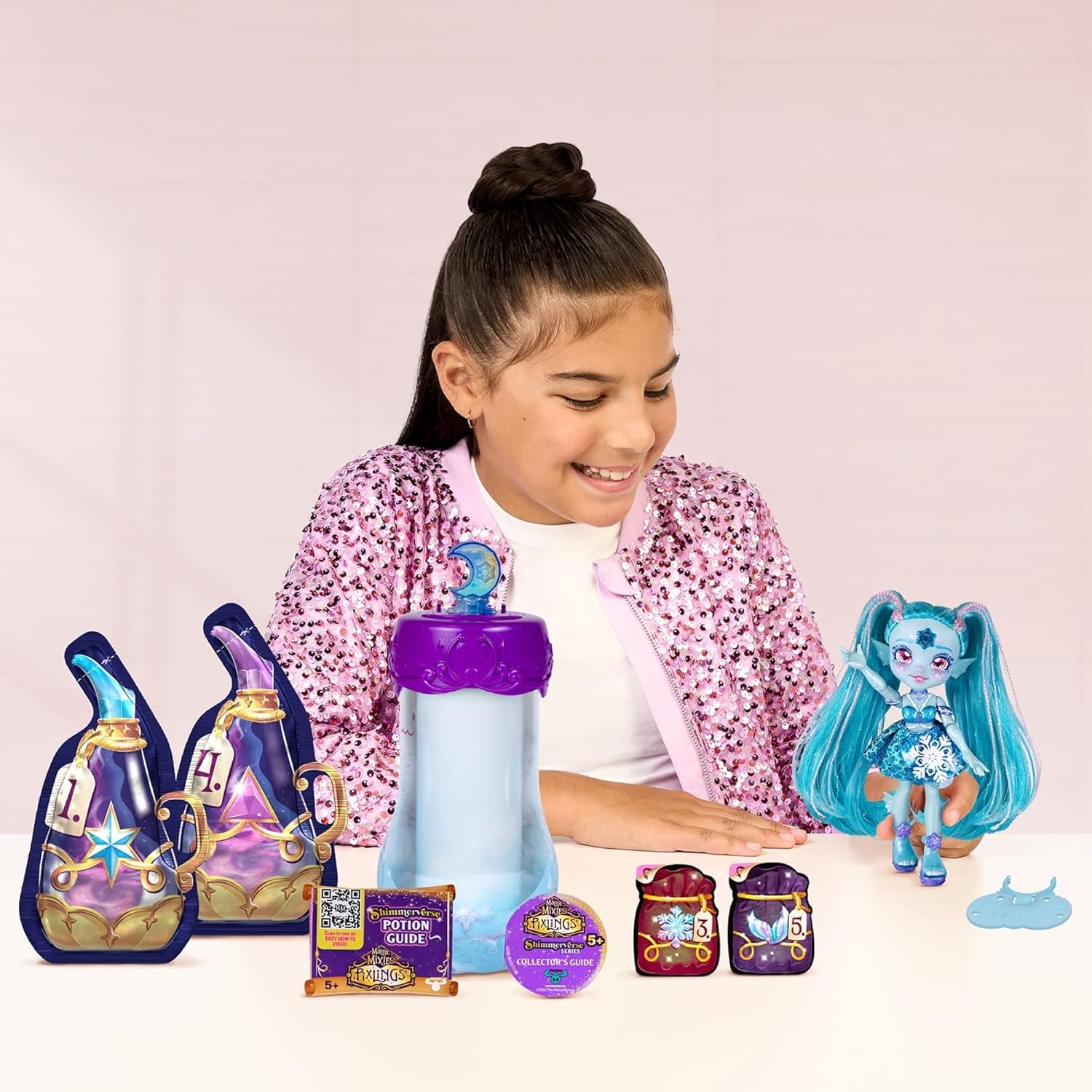 Pixlings Muñecas mágicas, 4 muñecas surtidas - 2 nuevas - Muñeca de moda de 15 cm - Pociones mágicas - Juguete de pociones secretas (MG101000)